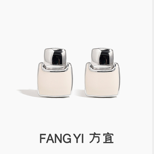 FANG YI方宜 几何艺境时尚珐琅金属灵动通勤气质耳饰耳钉FY012