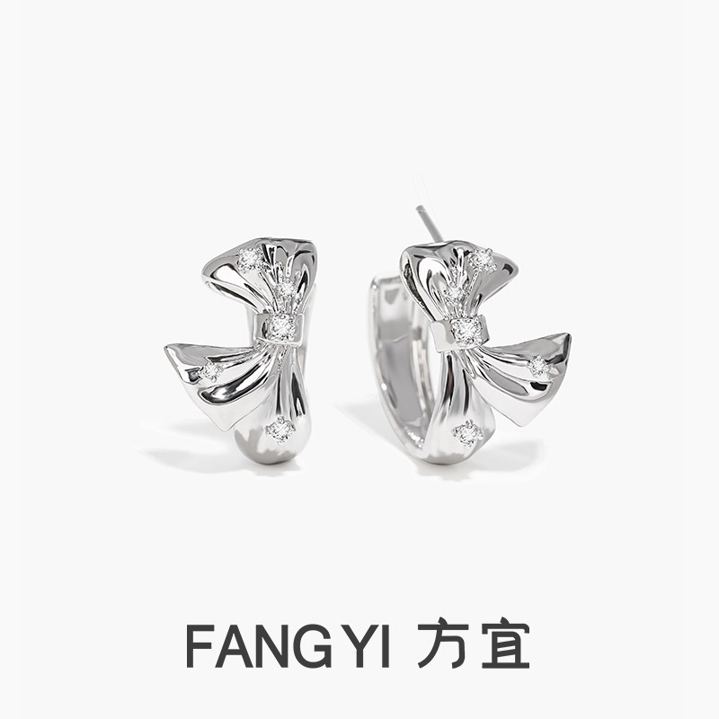 方宜FANGYI  【新品】时光之结丝绸蝴蝶结经典百搭氛围耳饰耳圈