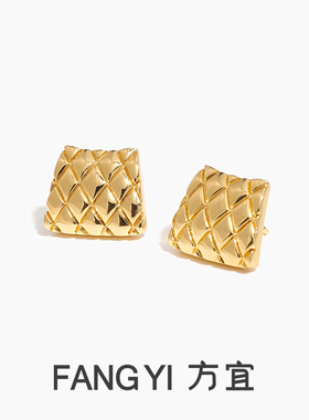 方宜FANG YI 菱格百搭小众设计耳饰复古简约FY001