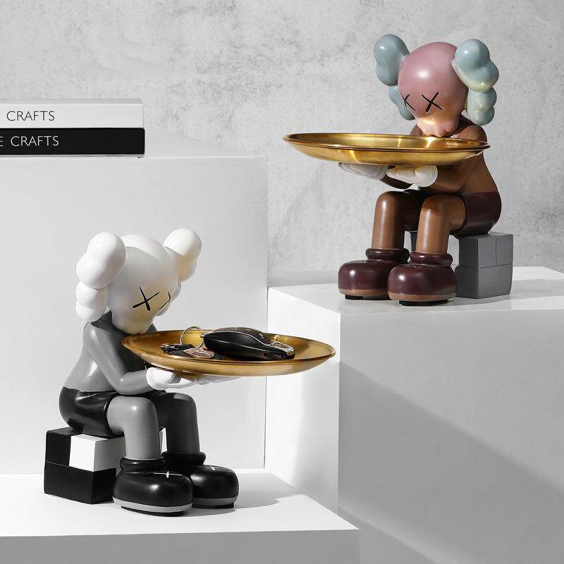 现代简约玄关钥匙收纳托盘暴力熊摆件客厅桌面创意家居软装饰品