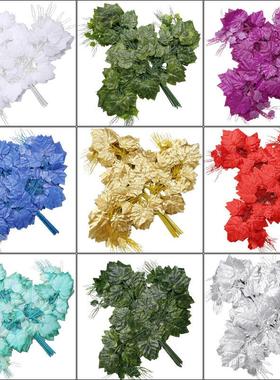 仿真榕树葡萄枝手感过胶塑料假树枝绿色植物叶子枫叶银杏芒果叶枝