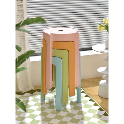 塑料凳子家用加厚圆凳简约板凳可叠放摞叠风车胶凳餐凳餐桌高珏沁