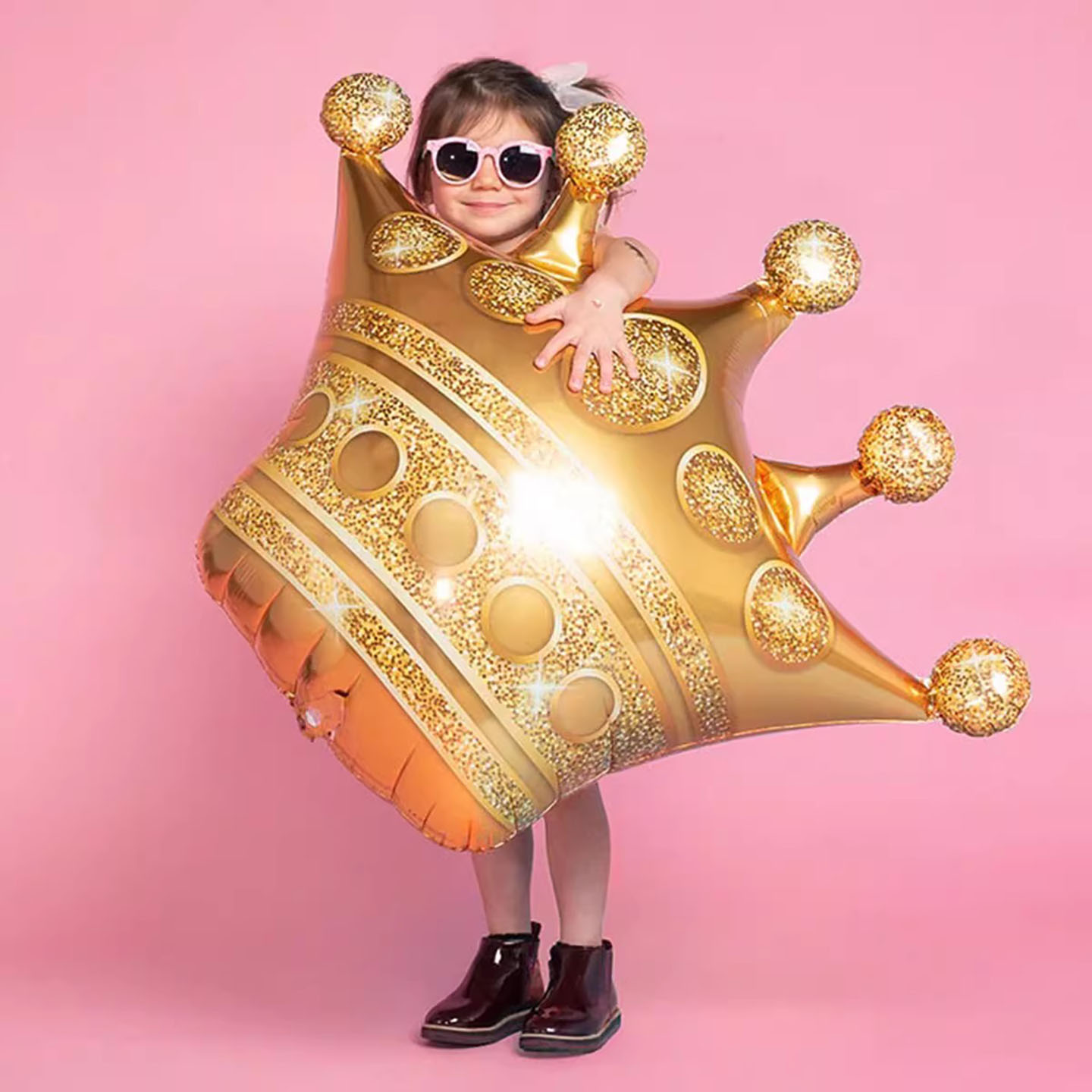 网红ins风公主王子银色金色皇冠气球儿童生日派对拍照背景墙装饰