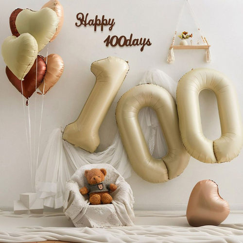 韩系ins风宝宝百天百日宴气球套装儿童100天生日氛围感装饰布置