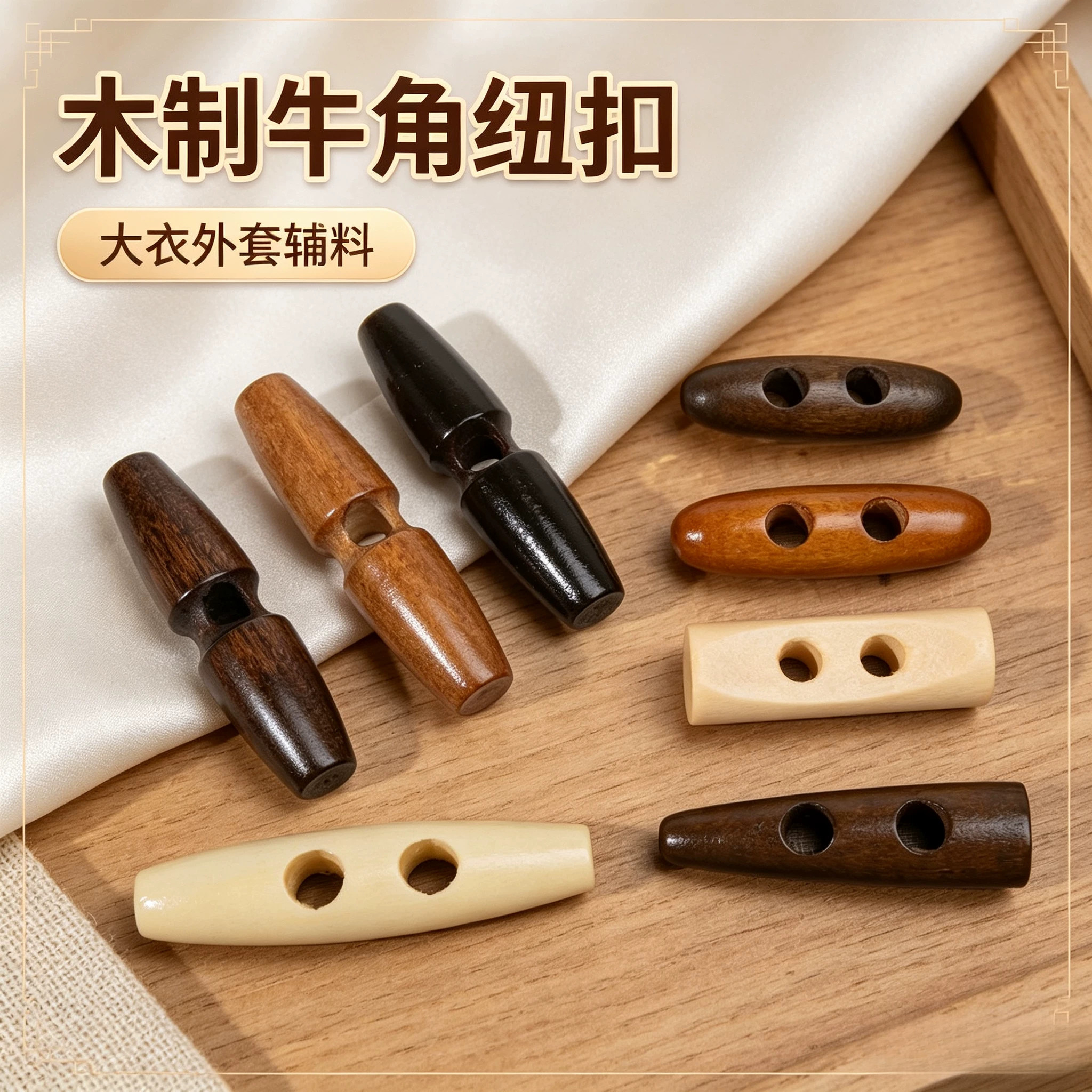 木制牛角纽扣男女大衣外套橄榄扣儿童衣服毛衣装饰扣辅料配件扣子