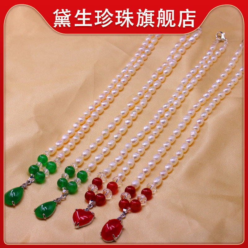 正品天然淡水真珍珠项链长款颈链毛衣链女首饰礼物送妈妈送婆婆