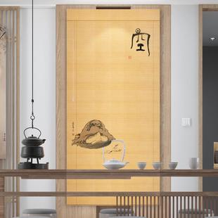 卷帘屏风艺术隔断家用 办公室遮阳帘门帘印花竹帘窗帘遮阳禅意日式