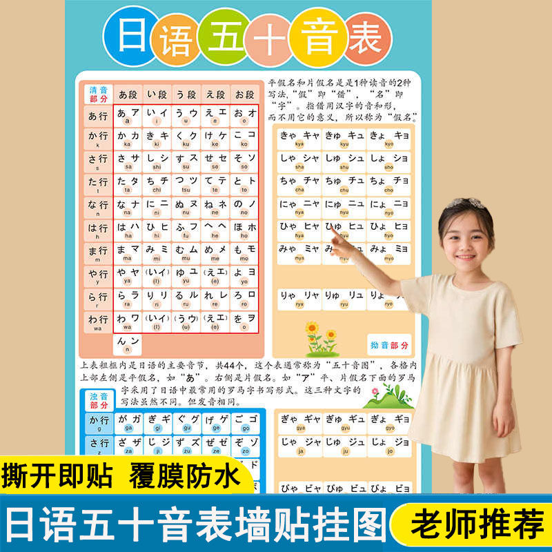 新款五十音图挂图卡片日