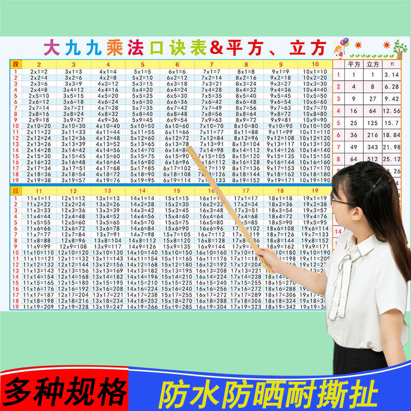 大九九乘法口诀表儿童数