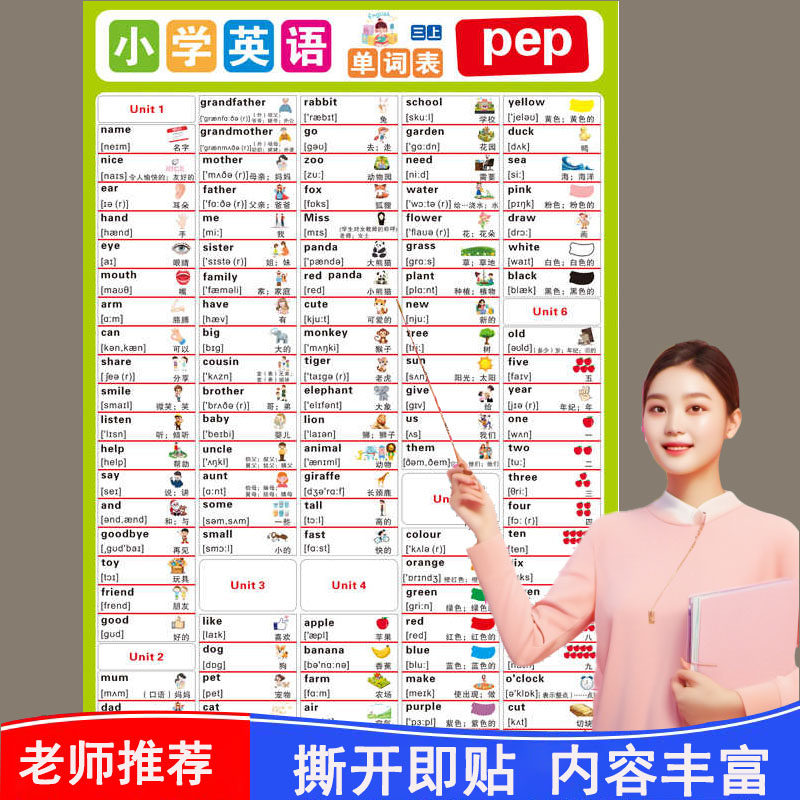 小学英语单词挂图汇总表