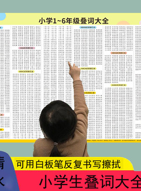 小学重叠词语大全挂图aabb式abb词语积累解释近反义词成语完整版