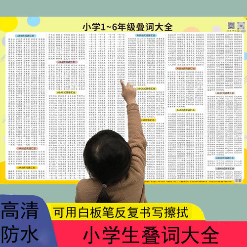 小学重叠词语大全挂图aab