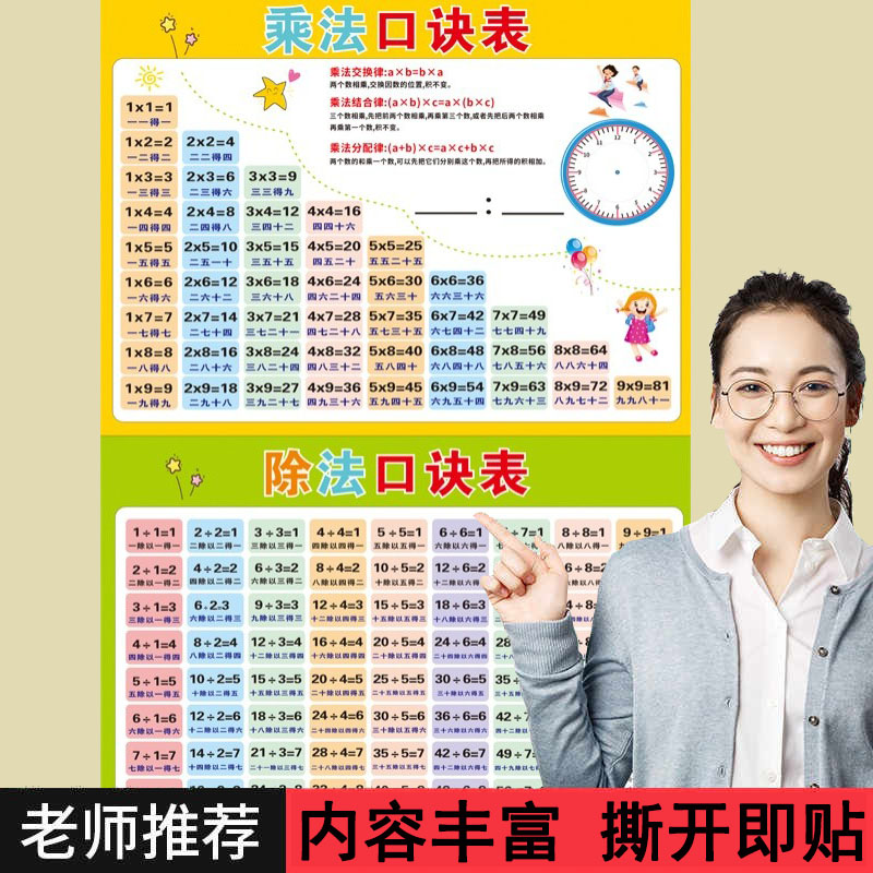 九九乘法除法口诀表加减