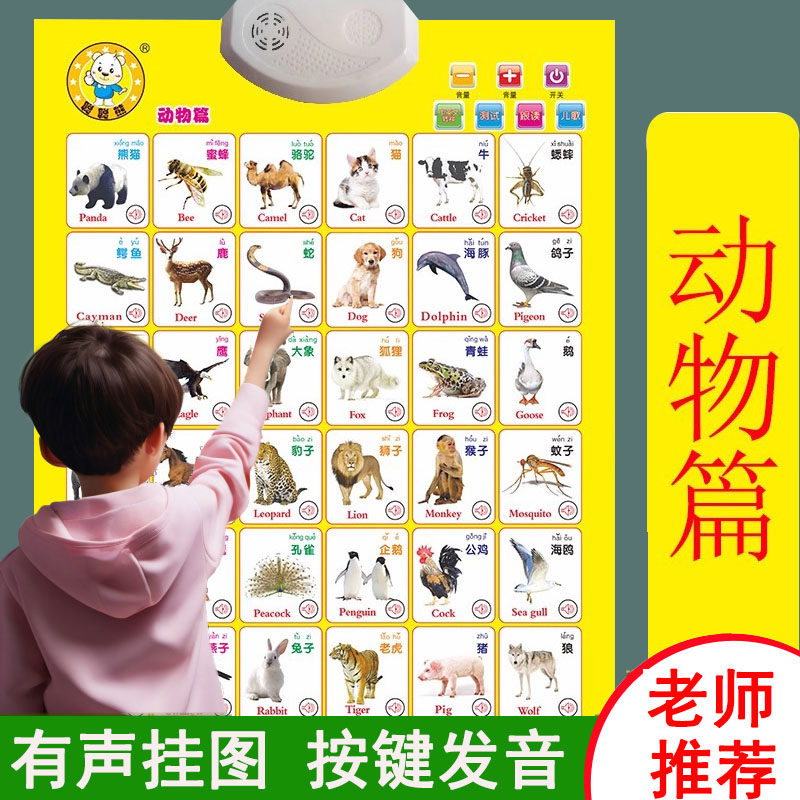 人物儿童有声挂图宝宝认识动物水果蔬菜书挂图发音3d图片读物识别