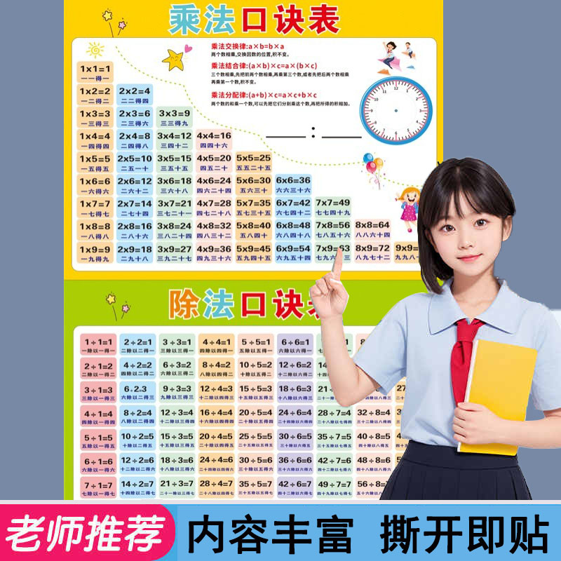 二年级挂图数学墙贴九九