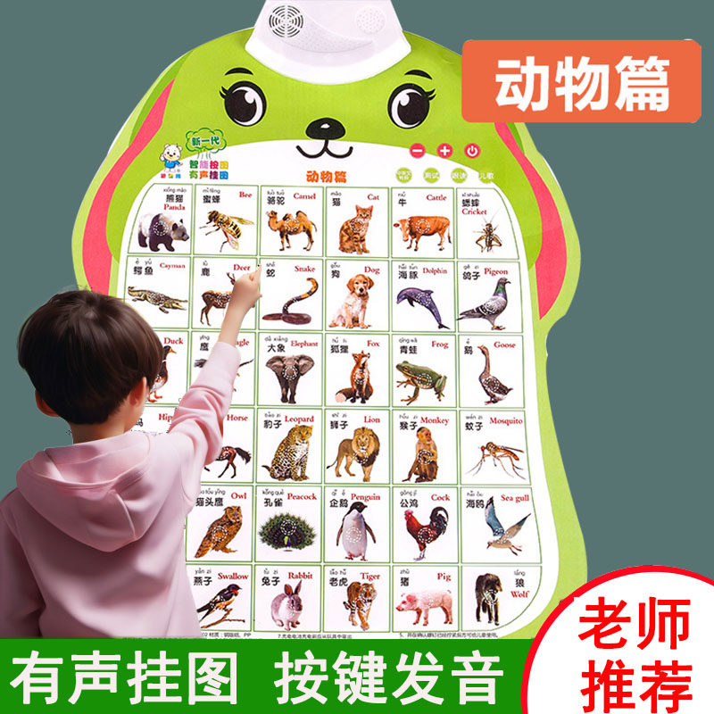人物儿童有声挂图宝宝认识动物水果蔬菜书挂图发音3d图片读物识别