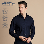 TYRWHITT修身 海军蓝商务纯棉易打理高端免烫男士 长袖 CHARLES 衬衫