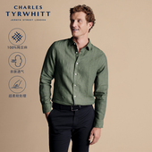 TYRWHITT2025夏季 商务修身 男士 CHARLES 柔软透气橄榄绿纯亚麻衬衫