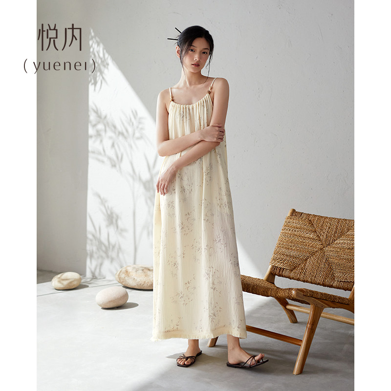 悦内吊带睡裙女款睡衣夏季纯棉纱布连衣裙子性感长款中国风新中式,女士内衣/男士内衣/家居服,睡裙,淘宝优惠券,粉丝福利购,淘宝优惠卷