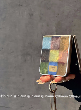 lhiaun 冰川纹拼接色适用华为pocket2折叠屏purax手机壳razr60新款三星zflip7fe保护套vflip2小米mixflip2硬