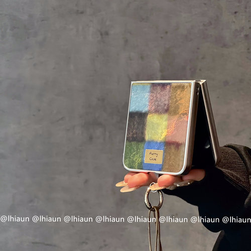 冰川纹拼接色块折叠屏手机壳