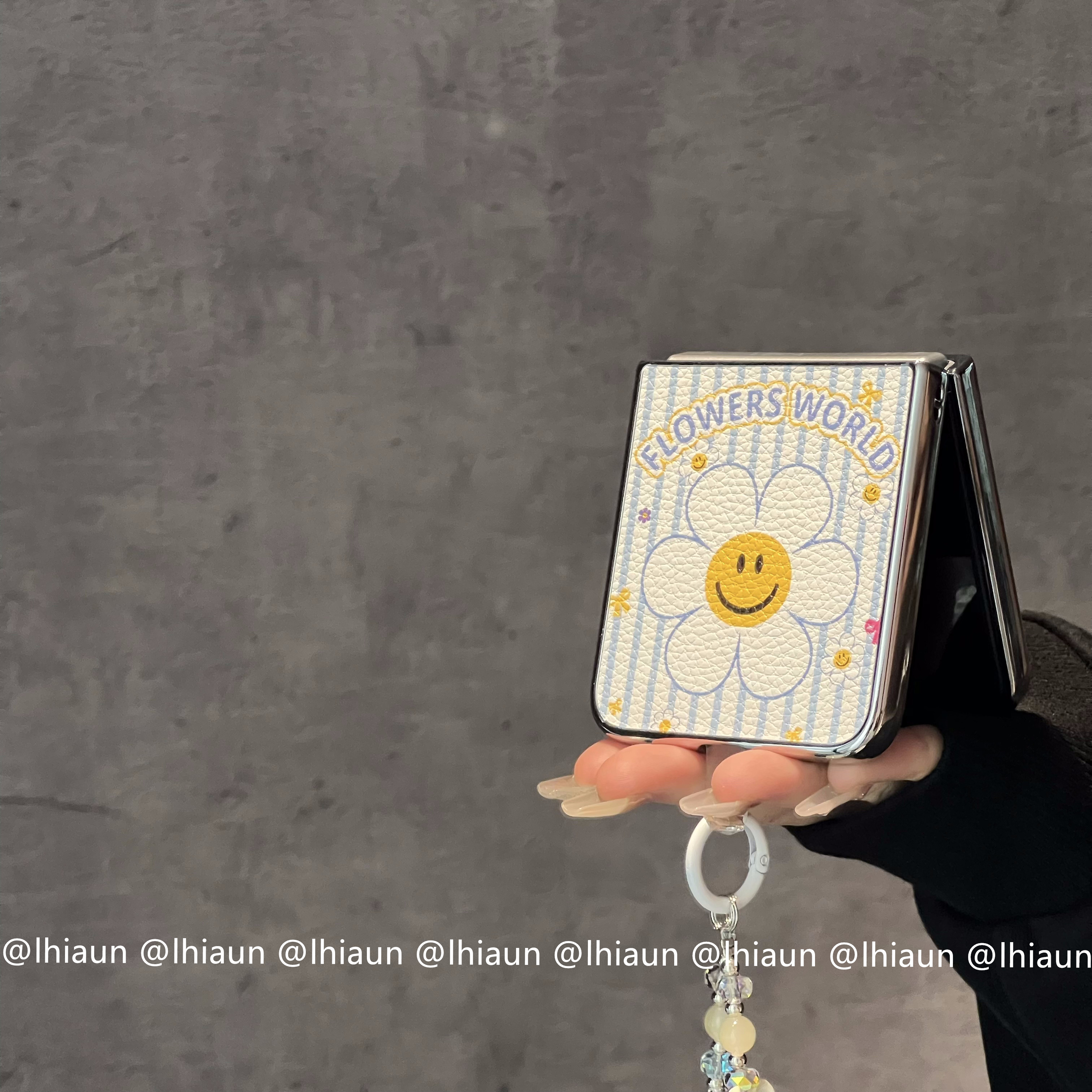 皮纹条纹笑脸花朵折叠屏手机壳