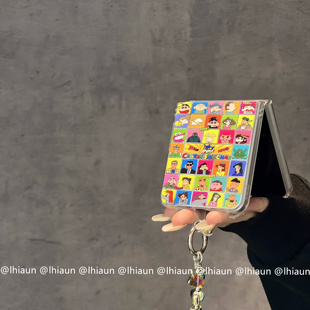 lhiaun pocket2保护套n3flip荣耀vflip小米mixflip2 冰川纹卡通蜡笔小新适用三星zflip7折叠屏手机壳purax新款