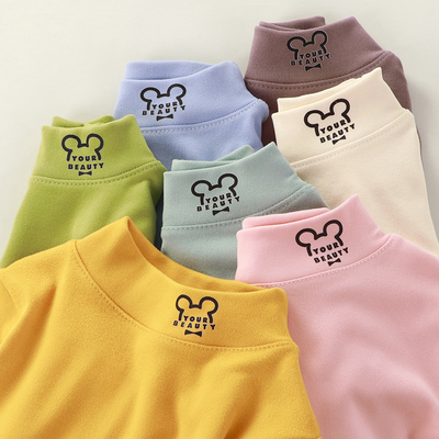 儿童保暖上衣德绒半高领女童打底衫男童秋衣长袖冬宝宝中大童保暖