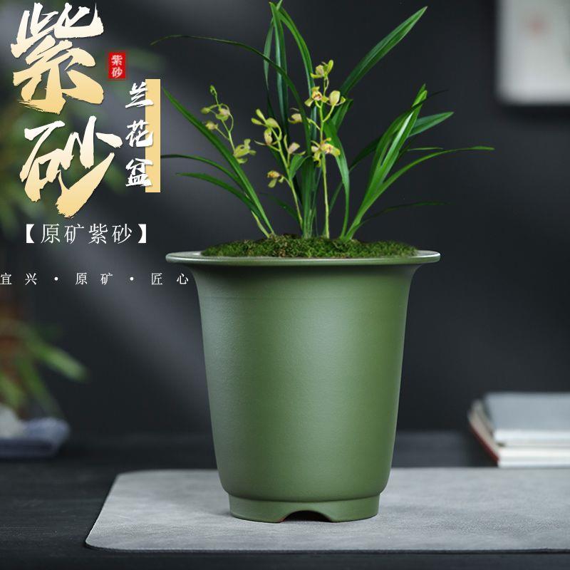 精品紫砂花盆民国绿手工