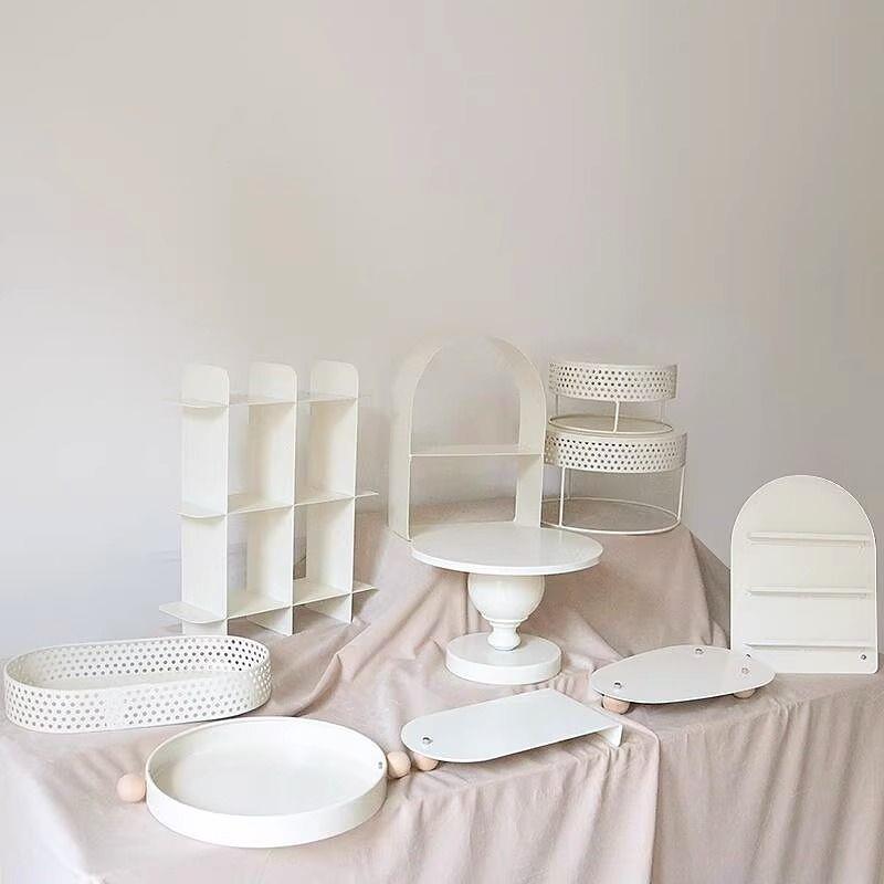 奶油色风格甜品台摆件展