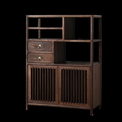 新中式博古架胡桃木小型实木多宝阁客厅茶叶置物柜家用复古展示柜