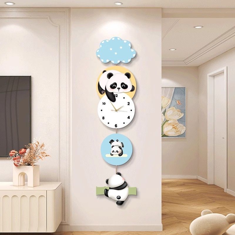 奶油风客厅装饰画创意卡通钟表挂画电视背景墙组合挂画玄关壁画