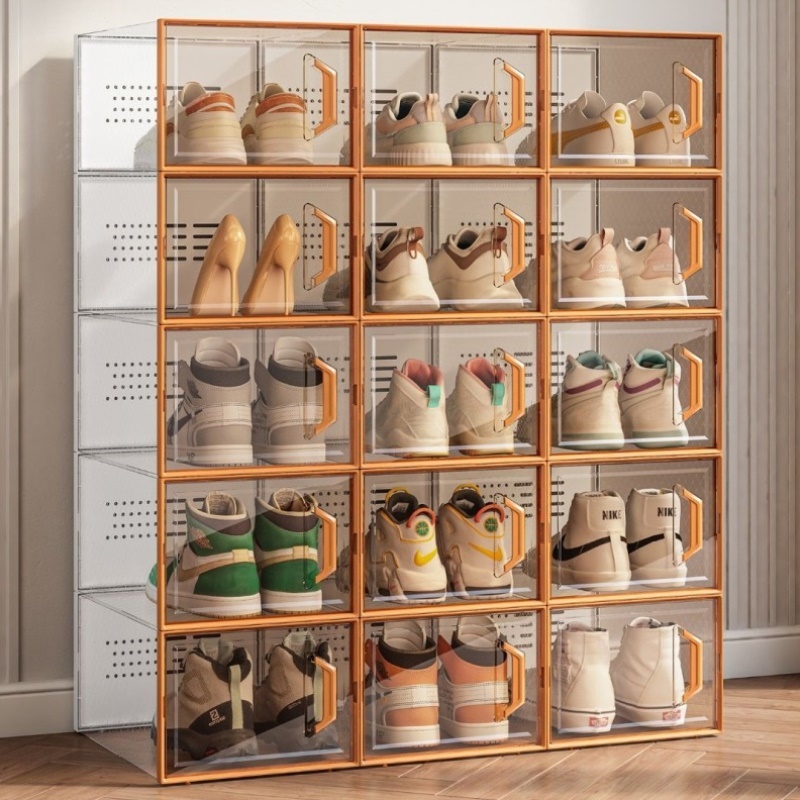 加厚透明鞋盒收纳盒装鞋子收纳神器省空间折叠鞋柜塑料鞋架整理箱