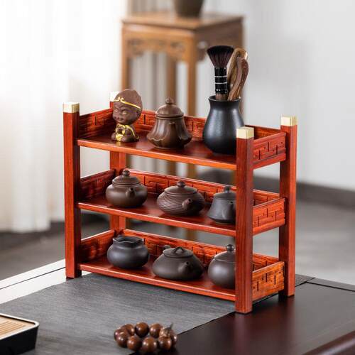 博古架红木桌面茶具茶叶