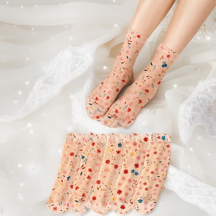 【漫梦思】新品性感短丝袜ins袜子女士小众趣味油画彩色个性袜子