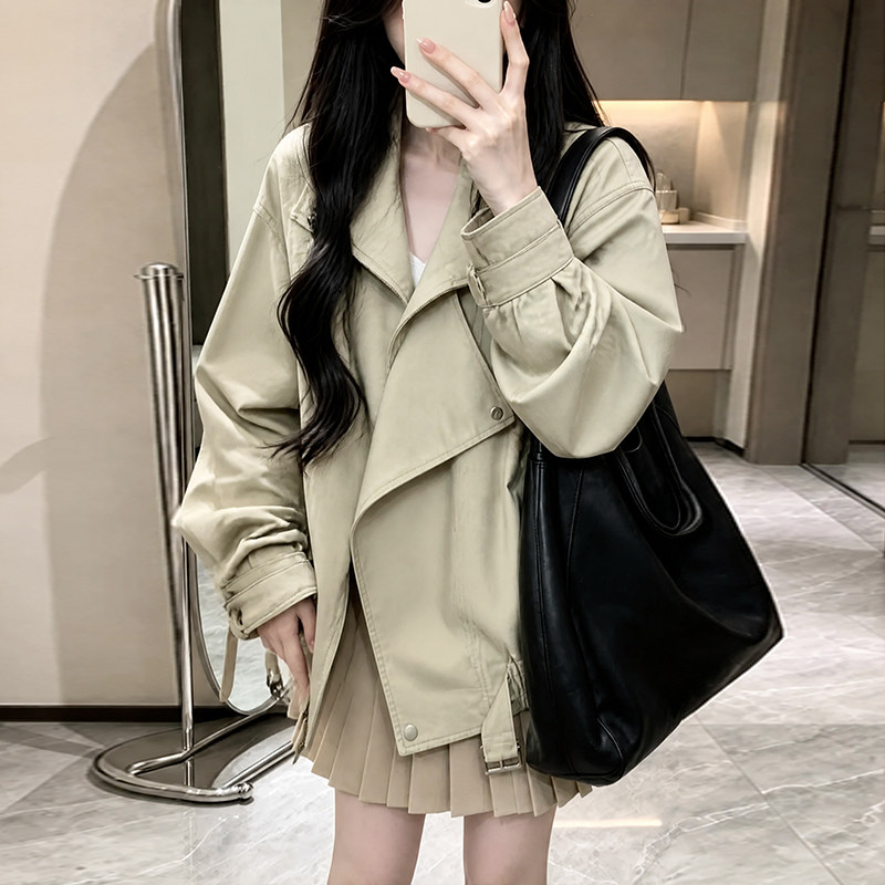 卡其色短款风衣外套女早春秋小个子韩系高级感巨好看宽松薄款大衣