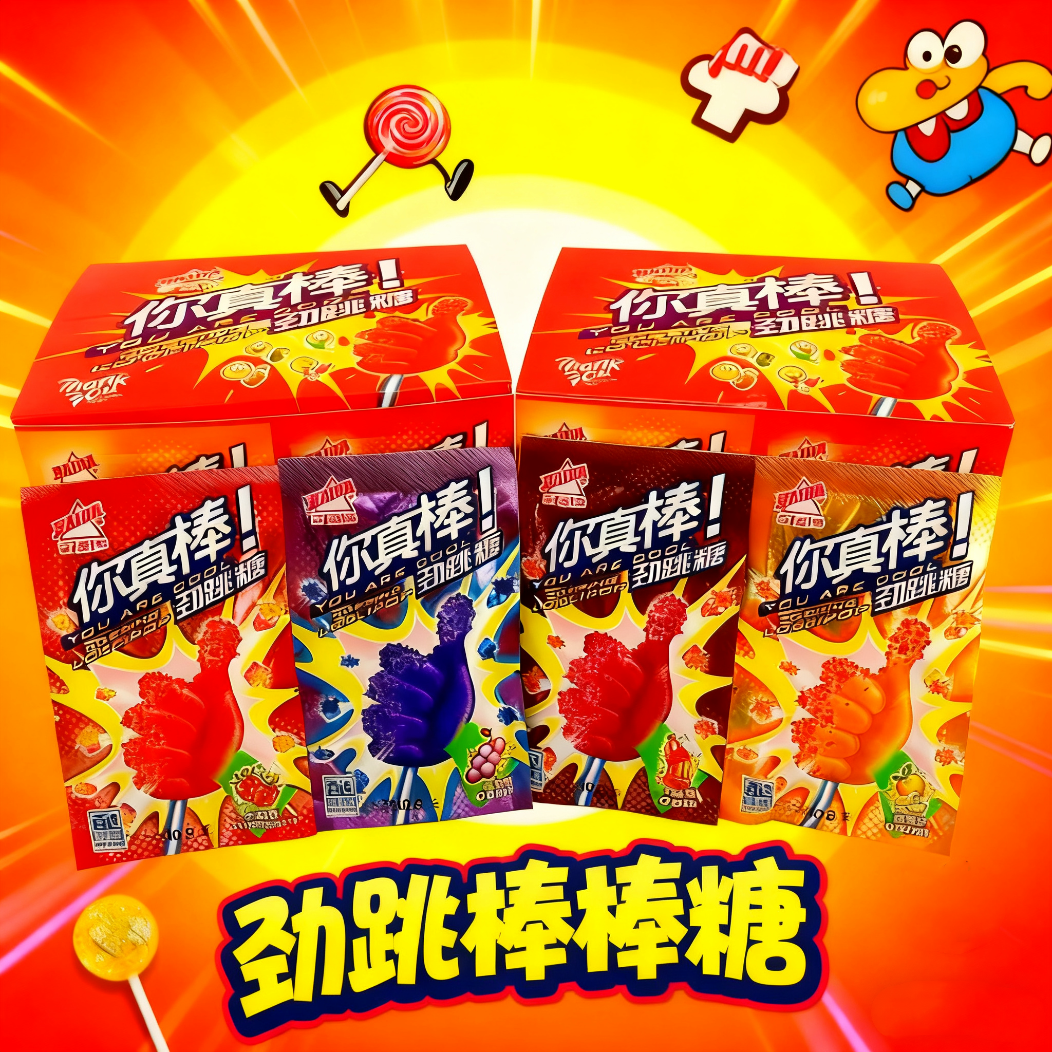 儿童水果味棒棒糖跳跳糖你真棒大拇指糖高颜值创意趣味宝宝糖果