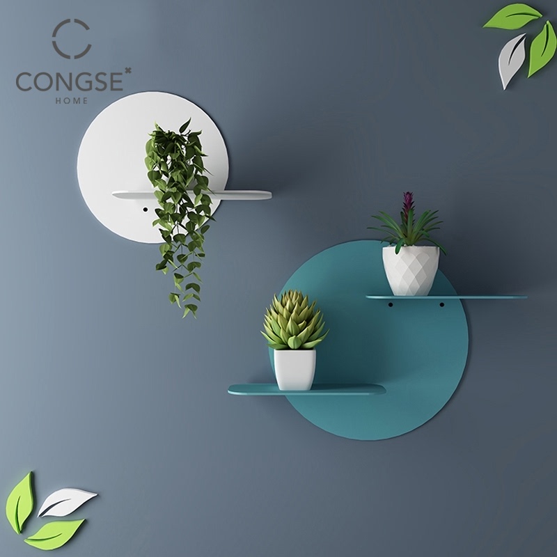 墙上置物架铁艺墙壁组合装饰架电视沙发背景墙壁挂隔板绿萝花盆架