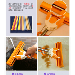 海绵拖把大号38cm免手洗干湿两用滚轮式 家用地拖布胶棉吸水拖把