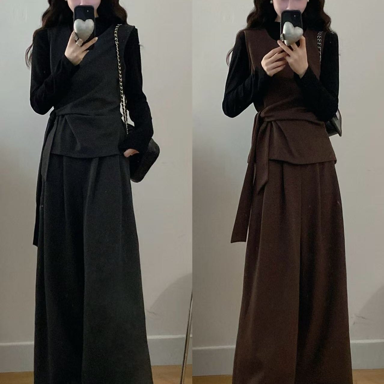 大码女装胖mm新款长袖马甲阔腿裤