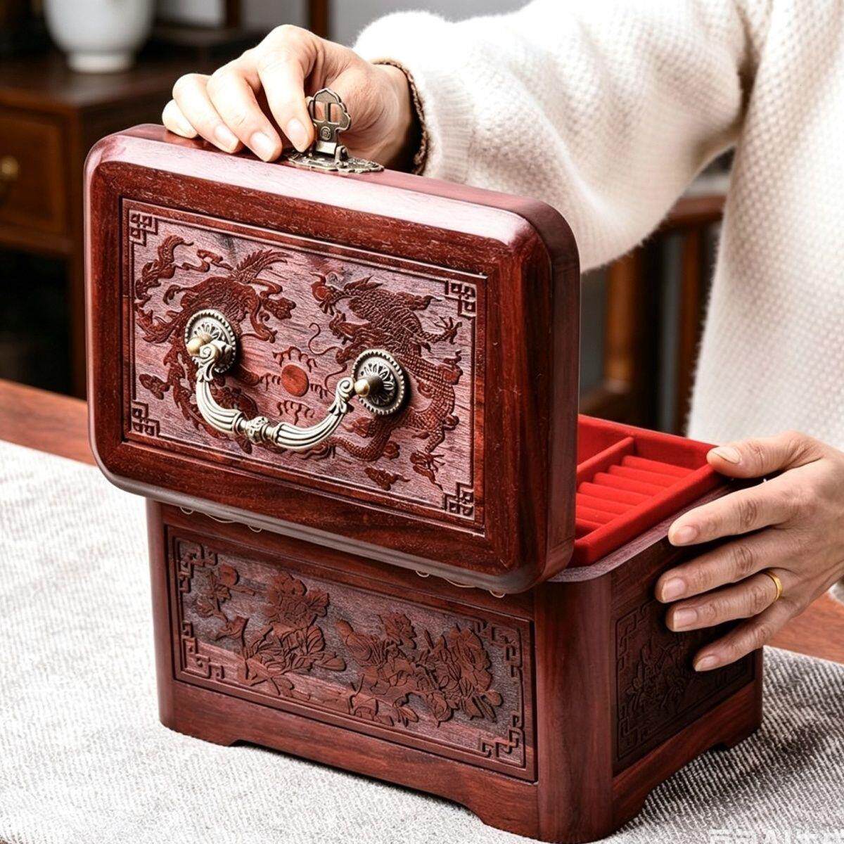 紫檀实木收纳盒结婚礼品