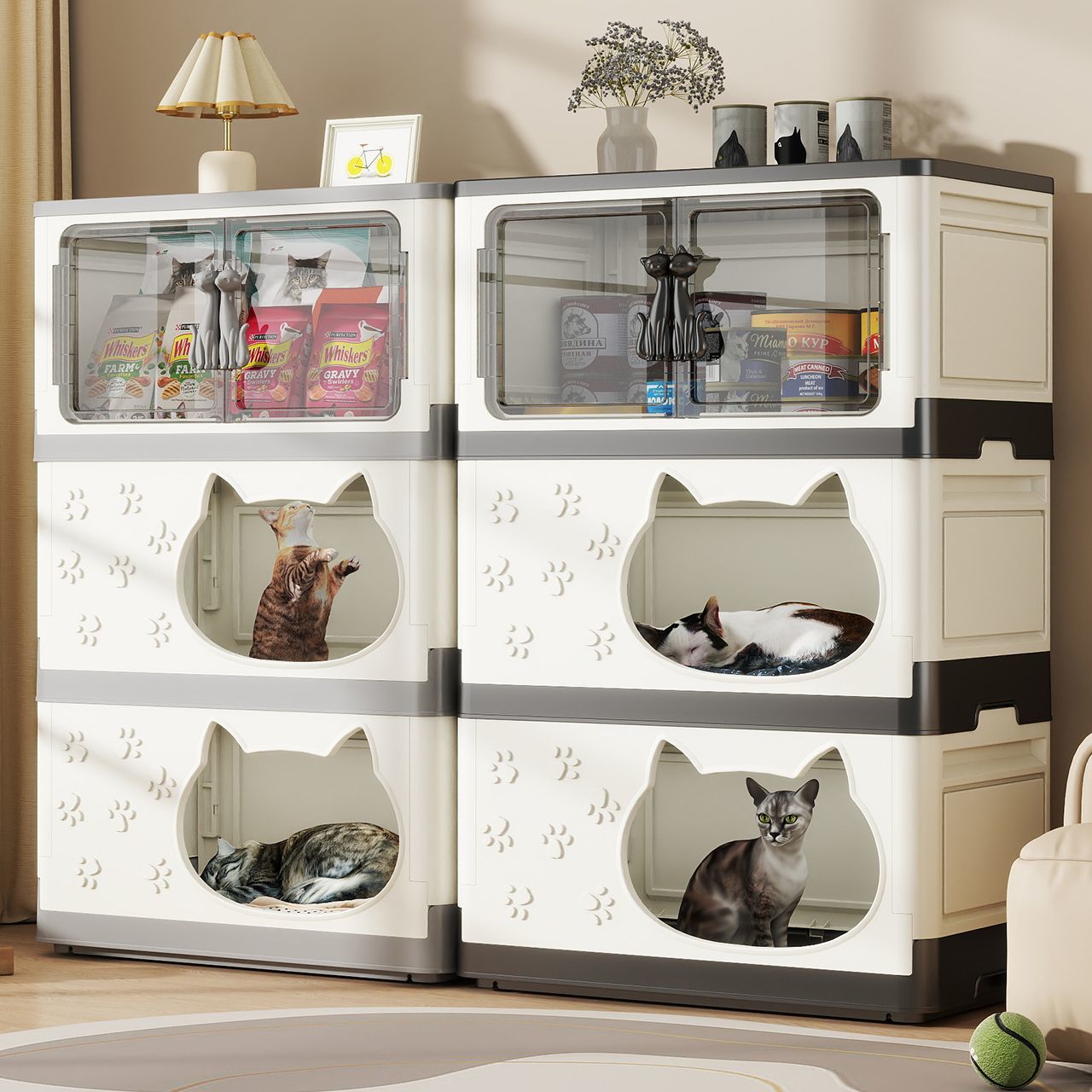 猫窝宠物用品收纳柜一体