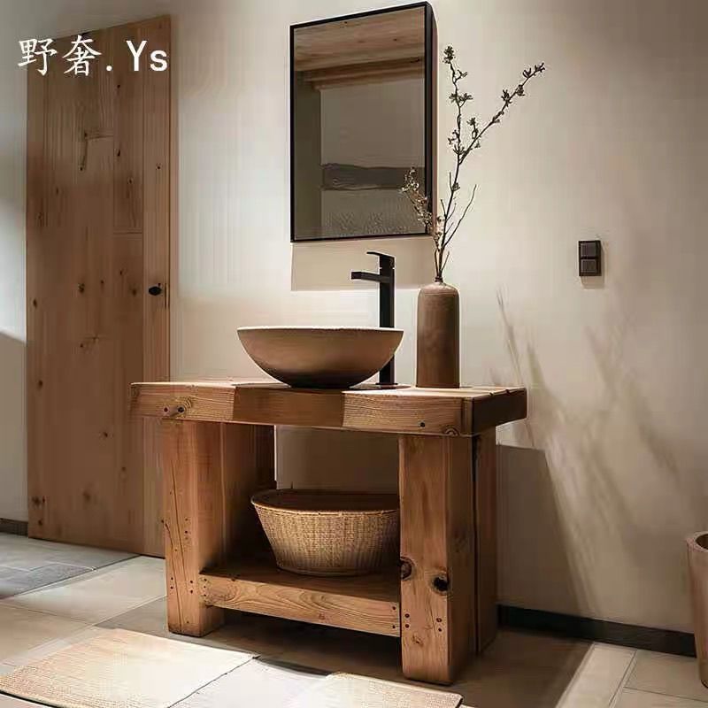 侘寂风浴室柜组合复古洗