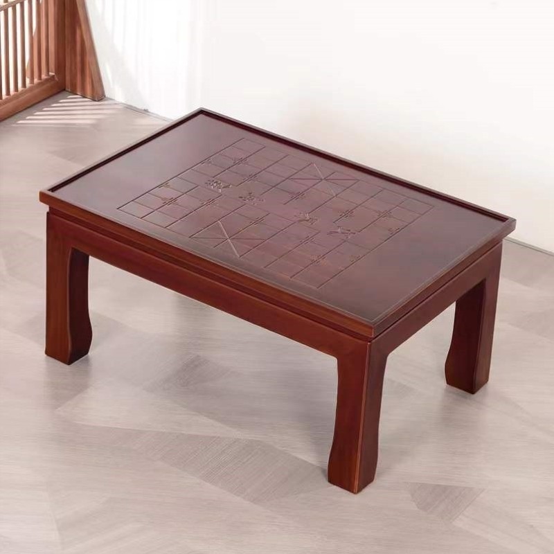 老榆木象棋桌实木围棋桌多功能双面棋盘桌飘窗桌五子棋桌椅凳组合