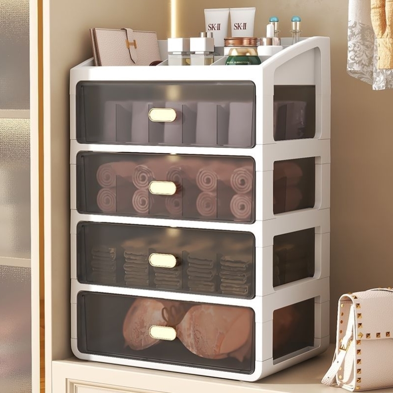 化妆品收纳盒梳妆台置物架桌面文具多层零食整理柜抽屉式家用药箱