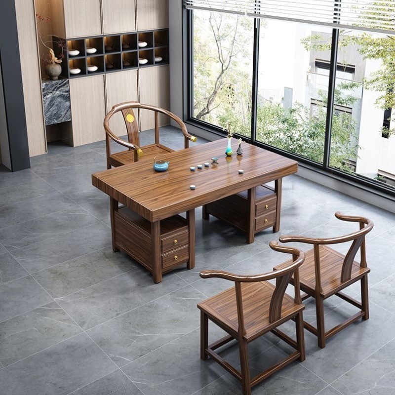 小户型阳台实木茶桌桌椅茶台组合大板办公家用中式功夫茶几小板