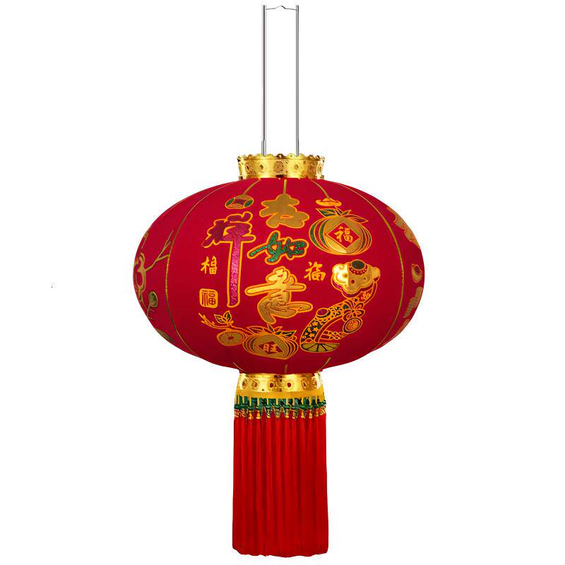 短杆植绒灯笼吉祥如意过