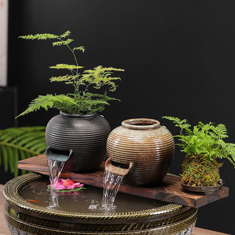 古法鱼缸瀑布造景流水景