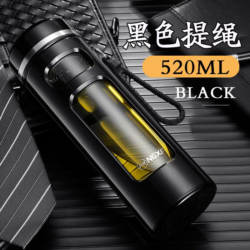大容量玻璃杯塑玻双层水