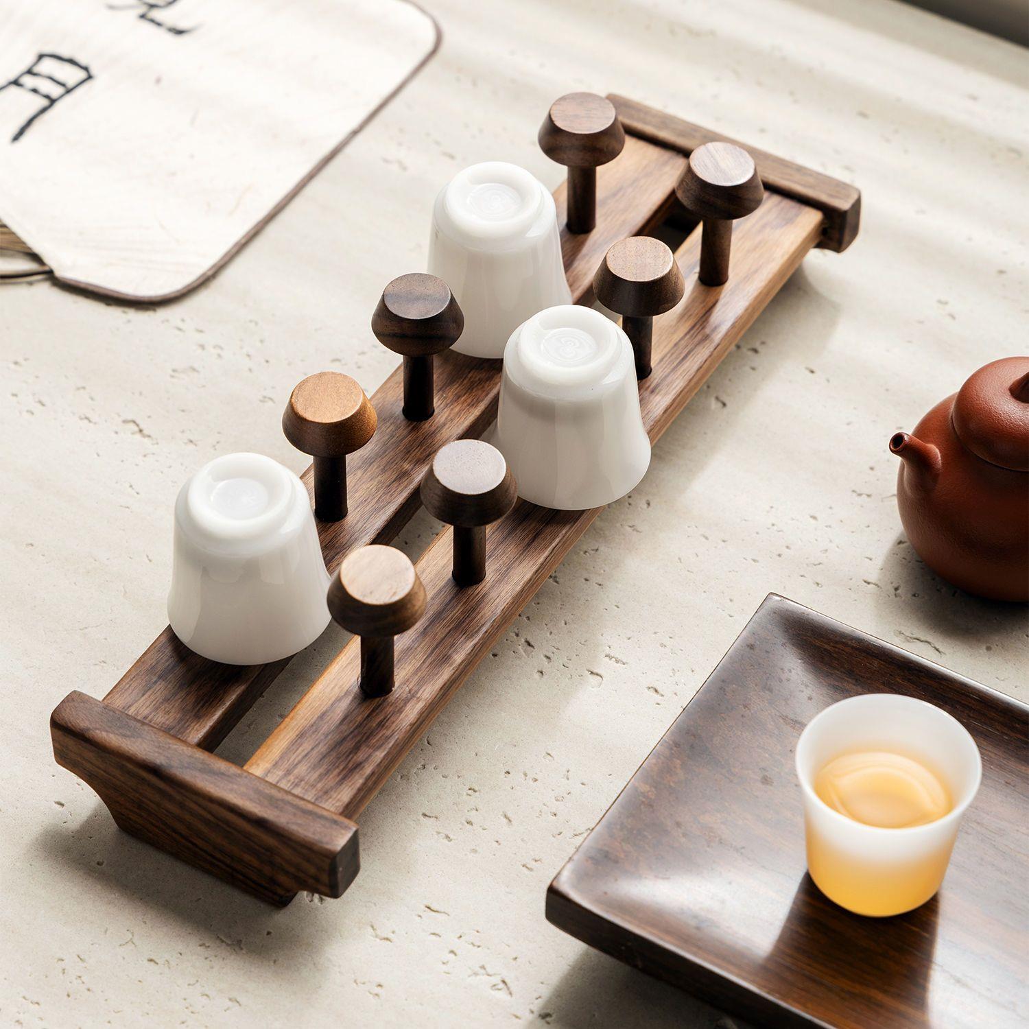 胡桃木实木置物茶杯杯架